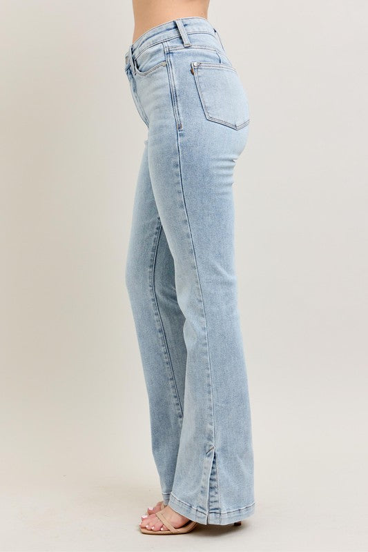 Judy Blue Full Size Tummy Control Vintage Wash Side Slit Slim Boot Jeans Plus Size