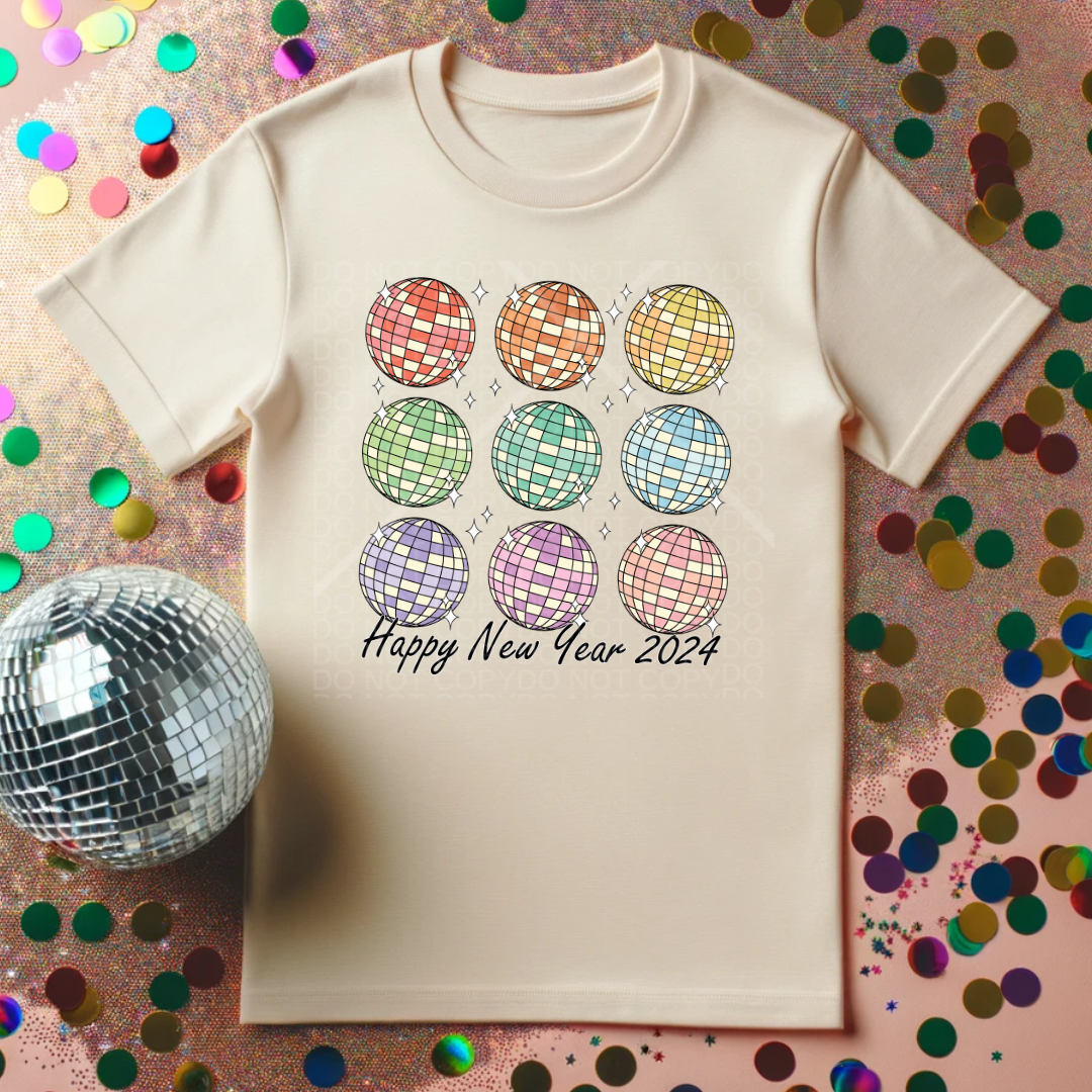 Happy New Year Stacked Discoball T-Shirt or Crewneck product image 1