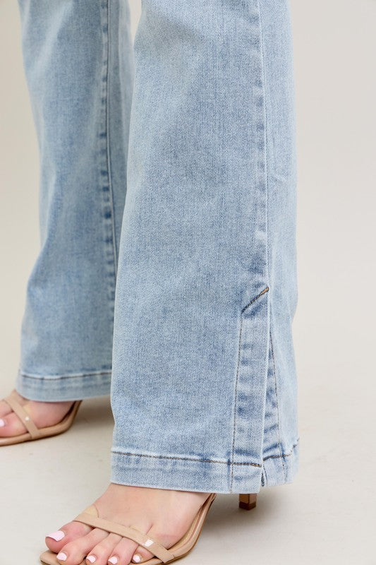 Judy Blue Full Size Tummy Control Vintage Wash Side Slit Slim Boot Jeans Plus Size