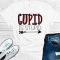 Cupid is Stupid Buffalo Plaid Valentine's Day Graphic Tee product image 1