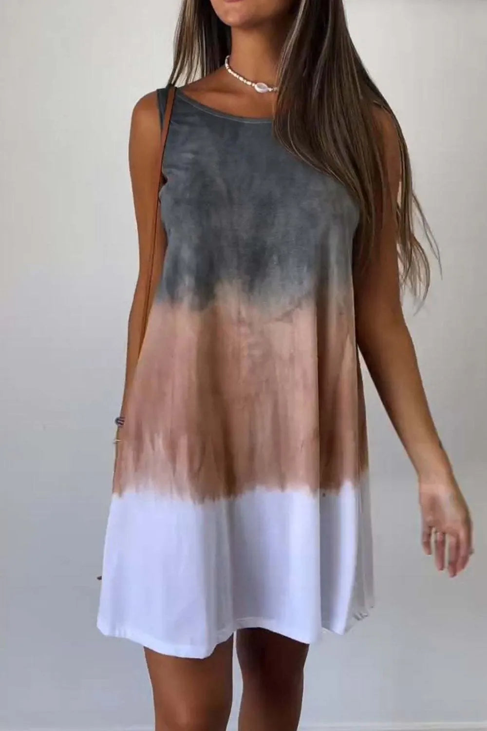 Full Size Tie-Dye Sleeveless Mini Tank Dress Plus Size