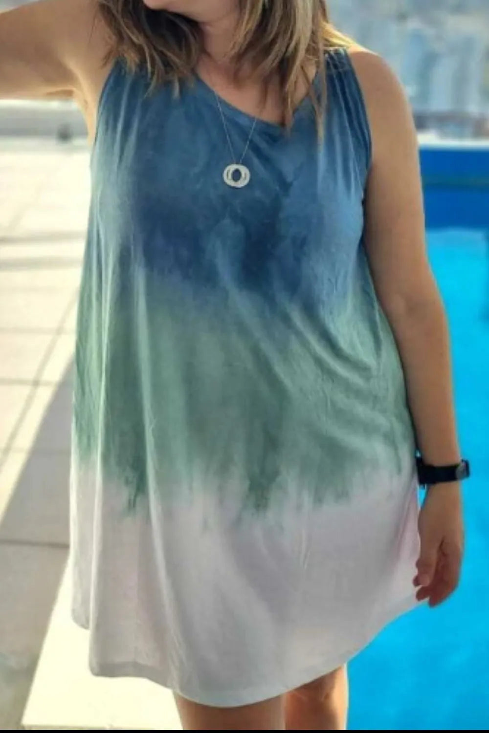 Full Size Tie-Dye Sleeveless Mini Tank Dress Plus Size