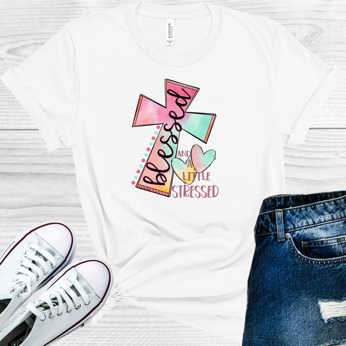 Blessed and a Little Stressed Graphic Tee product image 1