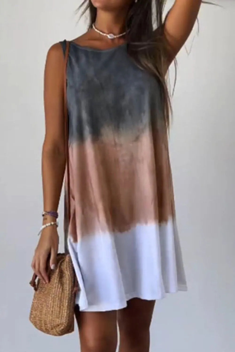 Full Size Tie-Dye Sleeveless Mini Tank Dress Plus Size