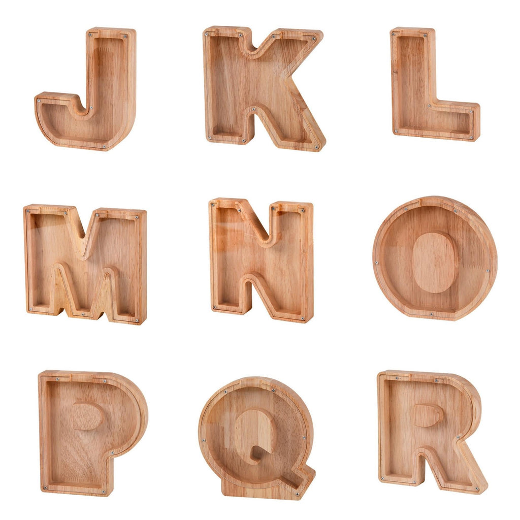 Wooden initial piggy bank