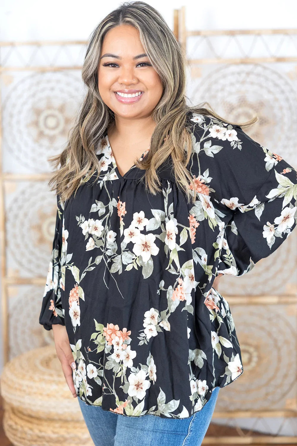 Plus size floral top